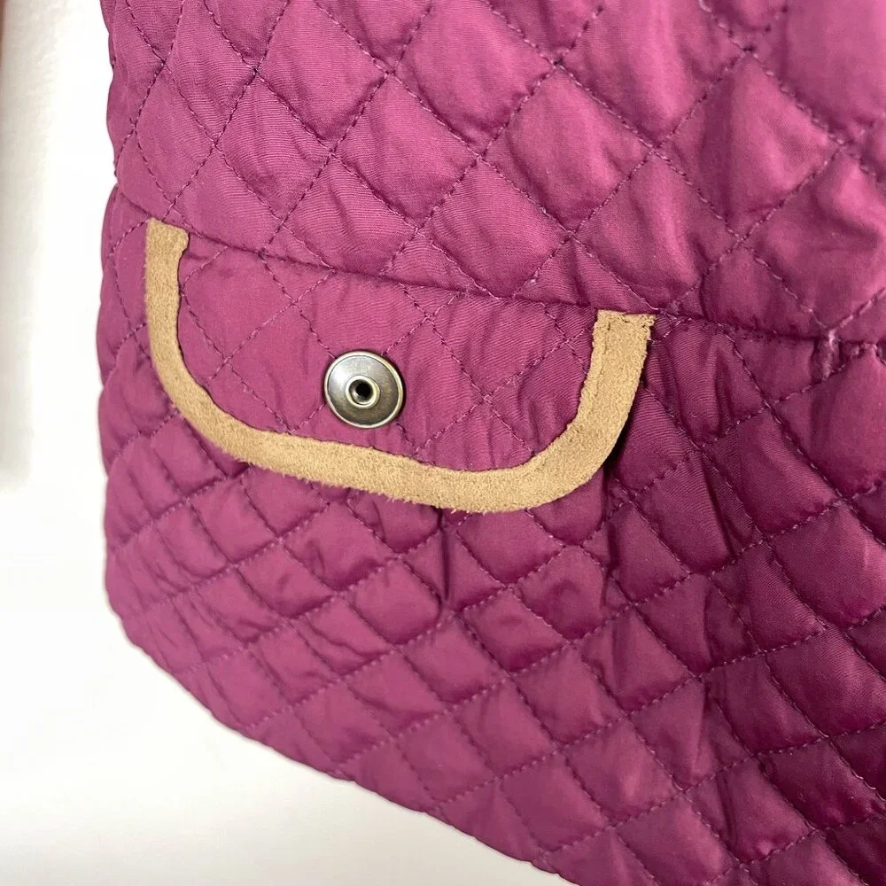 Gymboree Old Money Equestrian Quilted Jacket Girl Medium Burgundy Pockets Preppy